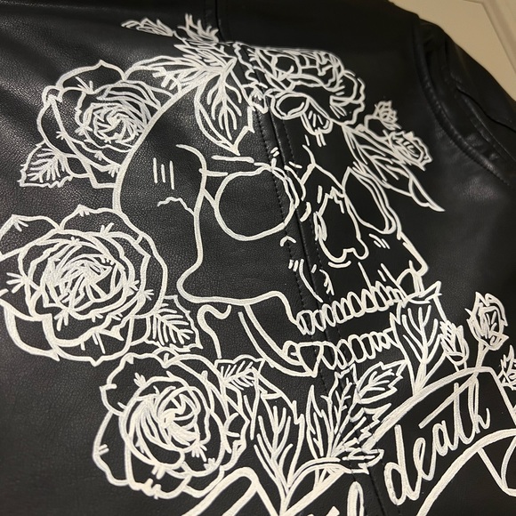HAND PAINTED Blank NYC Leather Jacket - Picture 5 of 10
